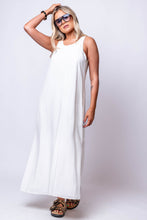 sleeveless white maxi dress