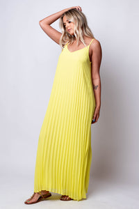 lime yellow sudress with pleated