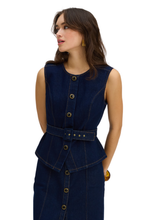 ALLISON New York Jesse Vest, close front view of belted vest