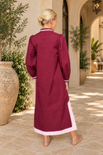 kaftan Embroidered Dress Burgundy