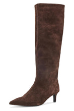 Free People Kiki Kitten Heel Boots in Chocolate Suede, view 1