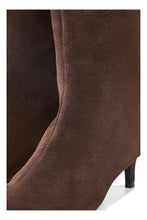 Free People Kiki Kitten Heel Boots in Chocolate Suede, view 6