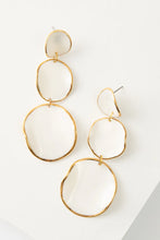 elegant drop earrings feature handcrafted porcelain discs outlined in shining gold luster