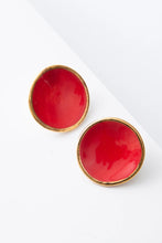Mini halo post earrings in paprika by Noonday Collection with gold luster rim