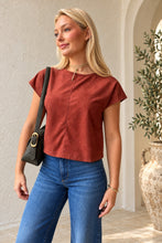 MIOU MUSE faux suede crop top in Rust, front view