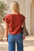MIOU MUSE faux suede crop top in Rust, back close-up