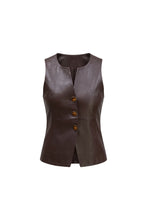 ALLISON New York Oliver Leather Vest in Espresso, clean front product view