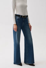 Pistola Vivian Mid Rise Wide Leg jeans in Blue Depths, front fit view