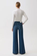 Pistola Vivian Mid Rise Wide Leg jeans in Blue Depths, back view