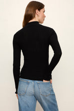 Sanctuary Essential Knit Long Sleeve Top in Black, back view of the fitted knit top.
