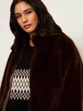 Sanctuary Everest Fur Bomber in Espresso Martini, close-up of the funnel collar and faux fur.