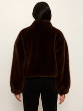 Sanctuary Everest Fur Bomber in Espresso Martini, back model view showing the relaxed shape.