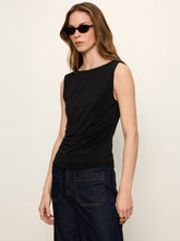 Sanctuary Scoop Back Tank in Black, angled view showing the sleeveless jersey shape.