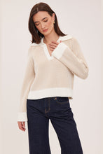 Gentle Fawn Xander Sweater in Cream, front view showing collar and cropped hem