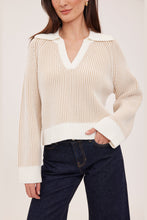 Gentle Fawn Xander Sweater in Cream, close-up of two-tone knit and collar
