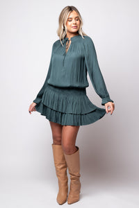 short dress with teired bottom and smocked waist green