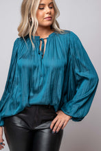 top with tie front blue teal