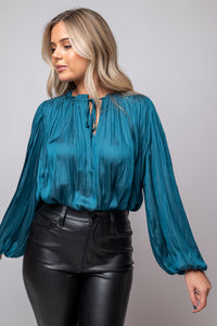 relaxed fit blouse with v- neck