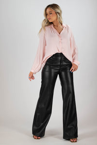 sanctuary Casually Cute Sateen Blouse in pink