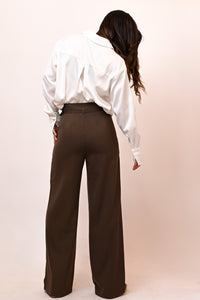belted pants with silver buckle