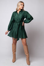 green long sleeve mini dress