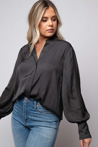 Feeling Good Sateen Shirt long sleeve charcoal