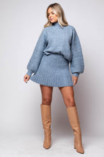 Gabrielle Sweater Skirt high waisted blue
