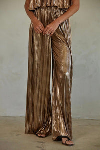 Let's Party Pant by together bronze metallic pleated pant