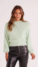 mint blue fuzzy sweater long sleeve