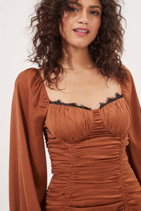 Mardi Lace Trimmed Ruched Mini Dress | MINI DRESS | Astr the Label