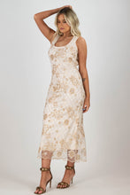 beaded midi dress with low back cream