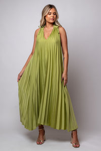 Satin formal dress with pleats