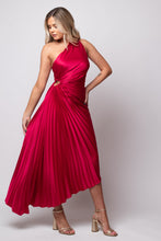 satin formal dress with side cutout magenta