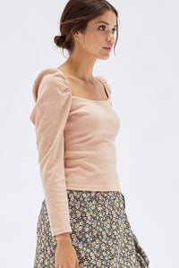 Roshni Puff Sleeve Top | Beige | puff sleeve top | MinkPink