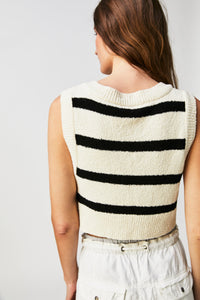 free people cropped striped sweater vest