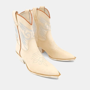 cream ankle cowboy boots